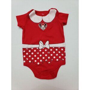 Disney baby, red with white polka dot, Minnie Mouse bodysuit, size 18m